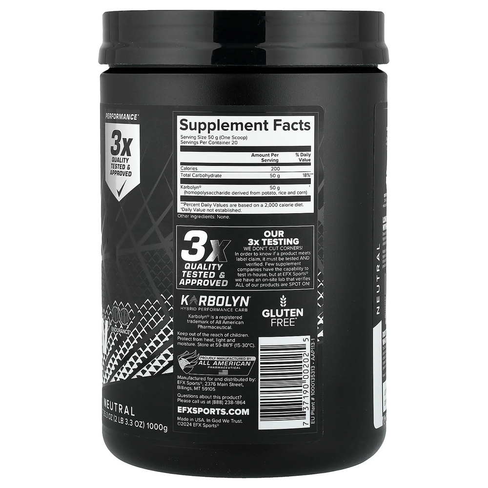 EFX Sports, Karbolyn Fuel, нейтральный, 1000 г (2 фунта)