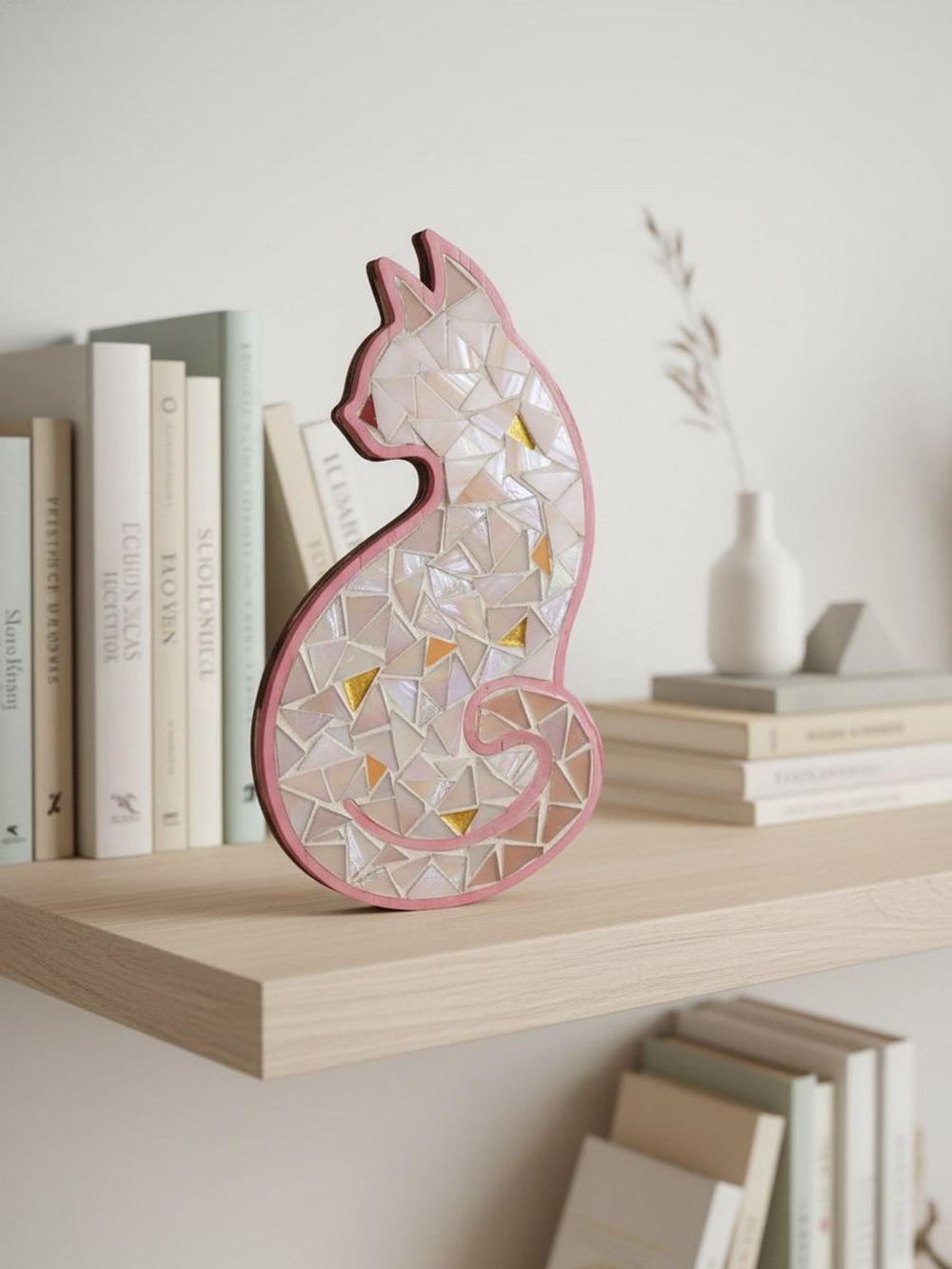 Набор для творчества мозаика стеклянная Розовый Кот 18 см.