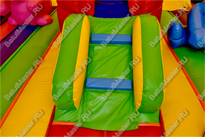 Надувной батут "Зверята с крышей 3" со скалодромом, 11*8*6 м