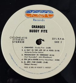 Винтажная виниловая пластинка LP Buddy Fite Changes (USA 1970)