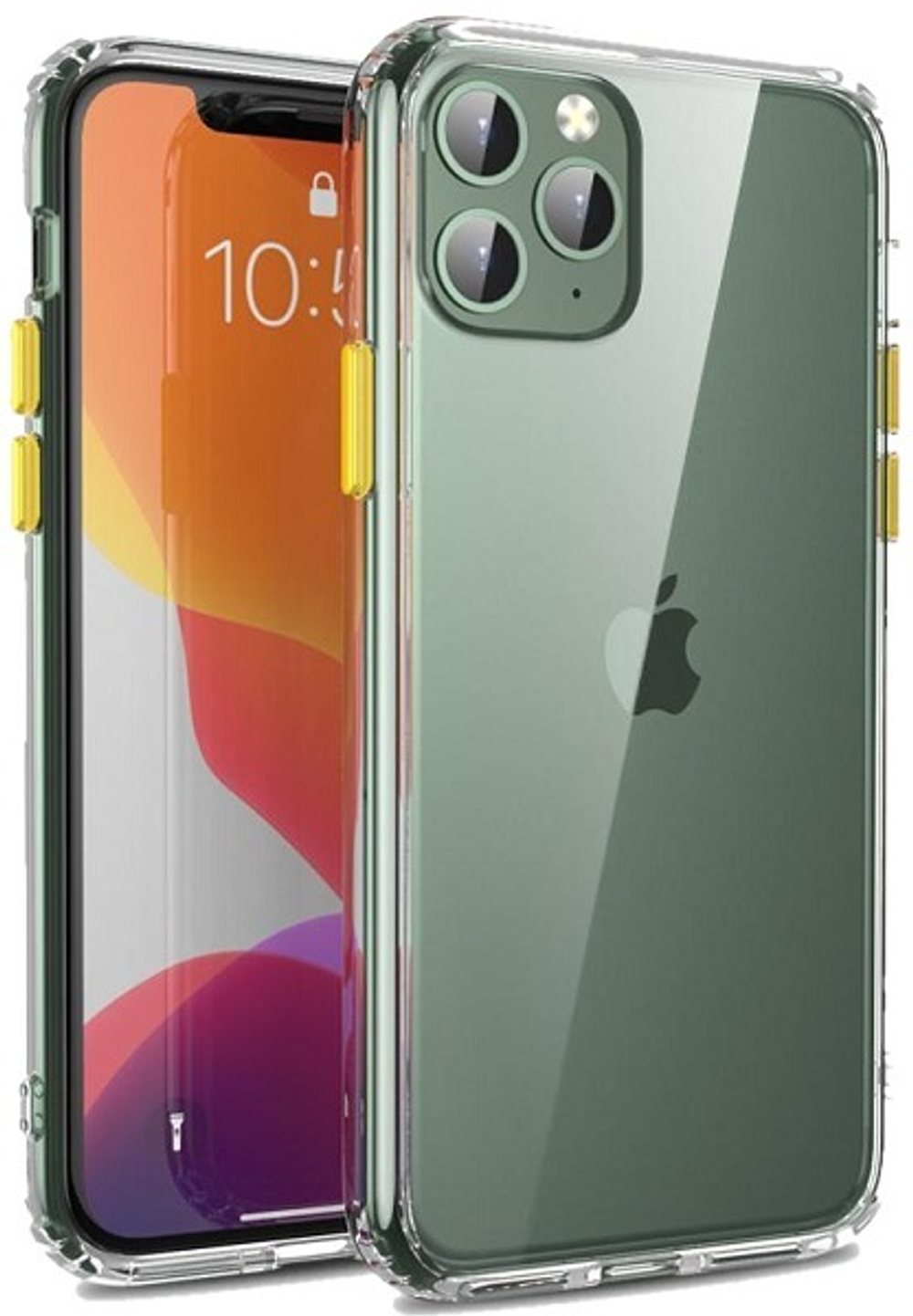Чехол на iPhone 11 Pro, прозрачный с желтыми кнопками, серии Ultra Hybrid от Caseport