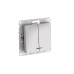 ATLASDESIGN 2-клавишный ВЫКЛЮЧАТЕЛЬ с подсветкой, сх.5а, 10АХ, мех., быстрозажим. клем., АЛЮМИНИЙ