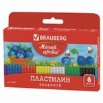 Пластилин восковой BRAUBERG "МАГИЯ ЦВЕТА", 6 цветов, 90 г, со стеком, европодвес, 103306
