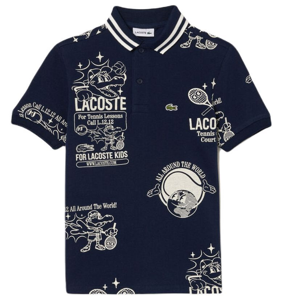 Футболка для мальчика теннисная Lacoste Graphic Print Cotton Polo