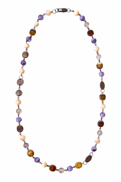 бусы из аметиста и перламутра Стефания