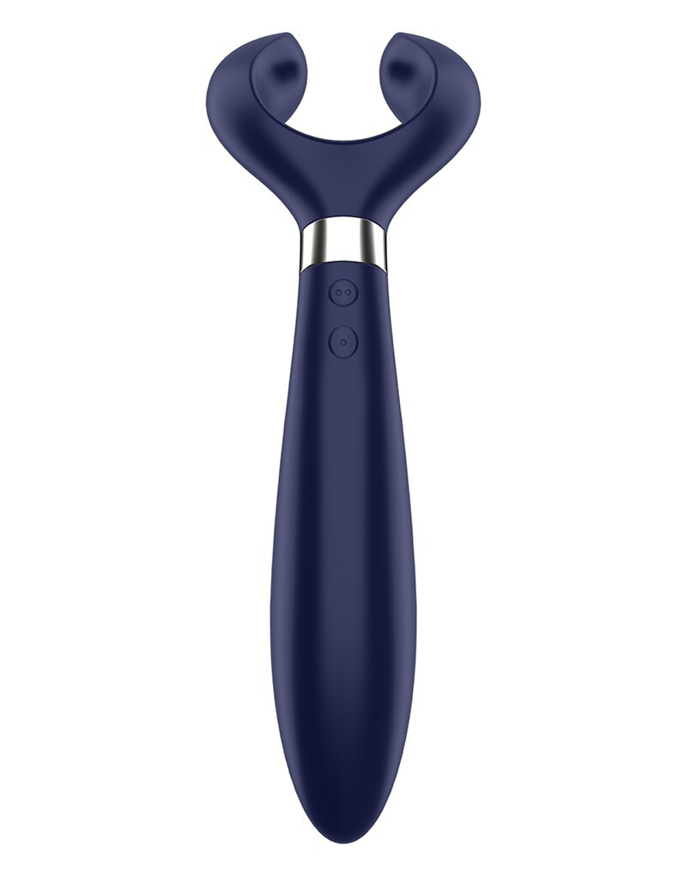 Синий вибромассажер для пар "Рогатка"