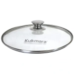 Крышка стеклянная 220мм, с ободом и ручкой из нерж.стали, деколь серая