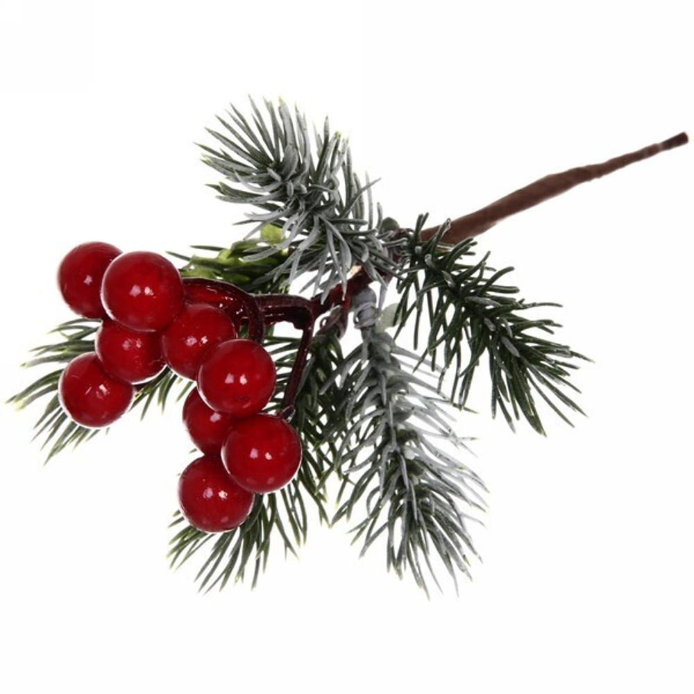Ветка хвойная «Красный букет», 15 см