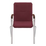 Кресло для приемных и переговорных "Samba" (дерево 1.023), хромированный каркас, кожзам бордовый V-25