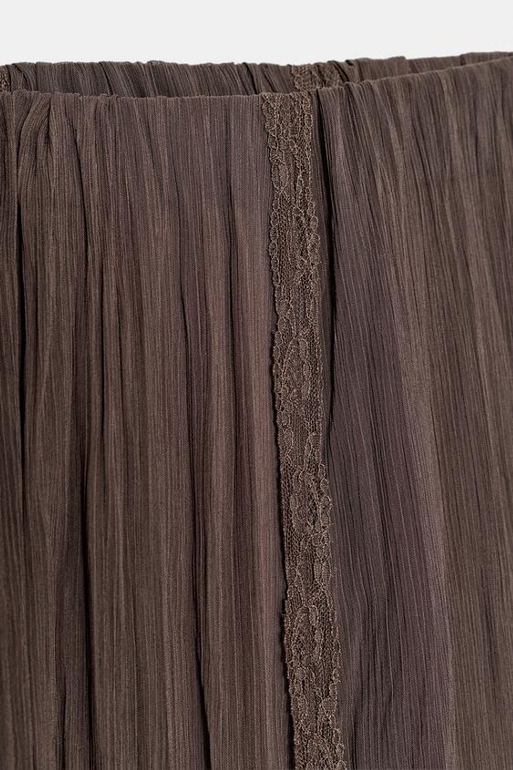 ZARA ЮБКА ГОДЕ С КРУЖЕВОМ, ТЕМНО-КОРИЧНЕВЫЙ