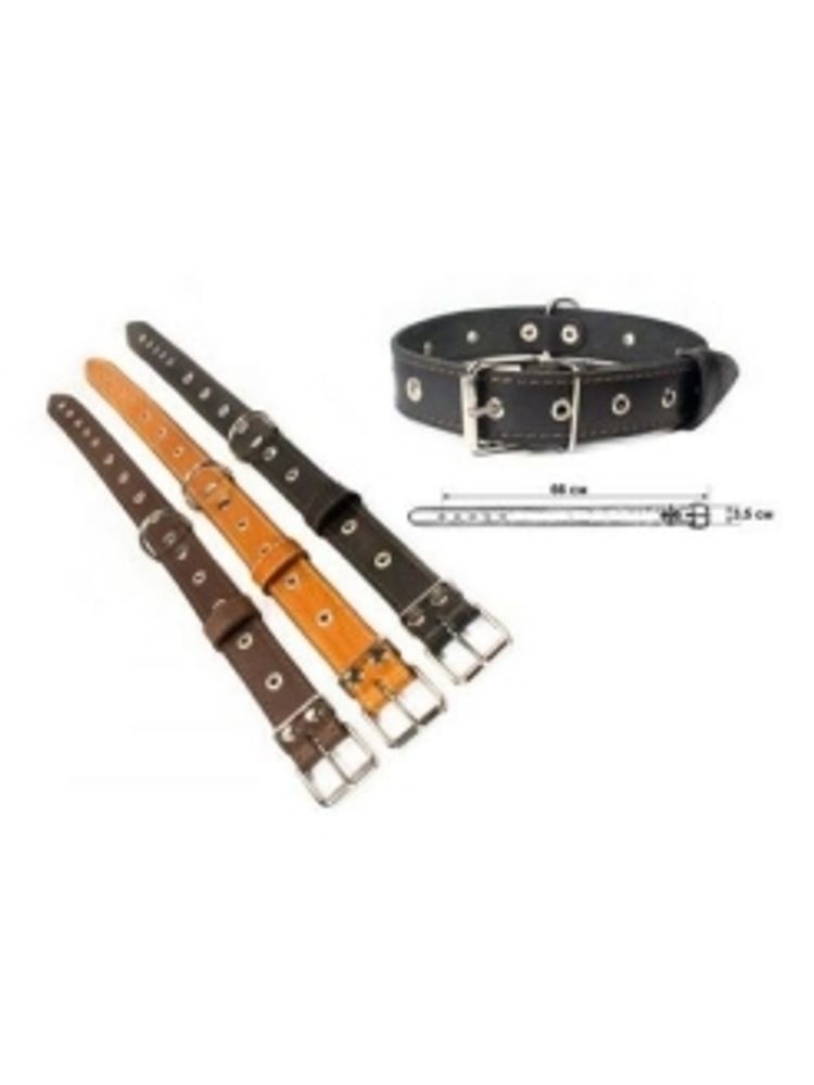 Ошейник "Стандарт" коричневый безразмерный для собак кожа 35 мм обхват шеи до 66 см.