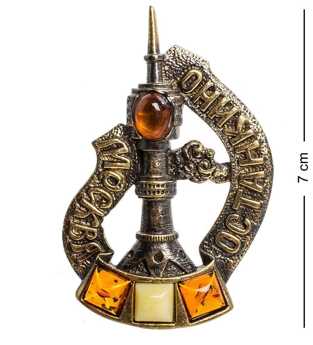 AM-1098 Магнит «Останкино» (латунь, янтарь)