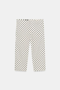 ZARA БРЮКИ КАПРИ В ГОРОШЕК, БЕЛЫЙ/ЧЕРНЫЙ