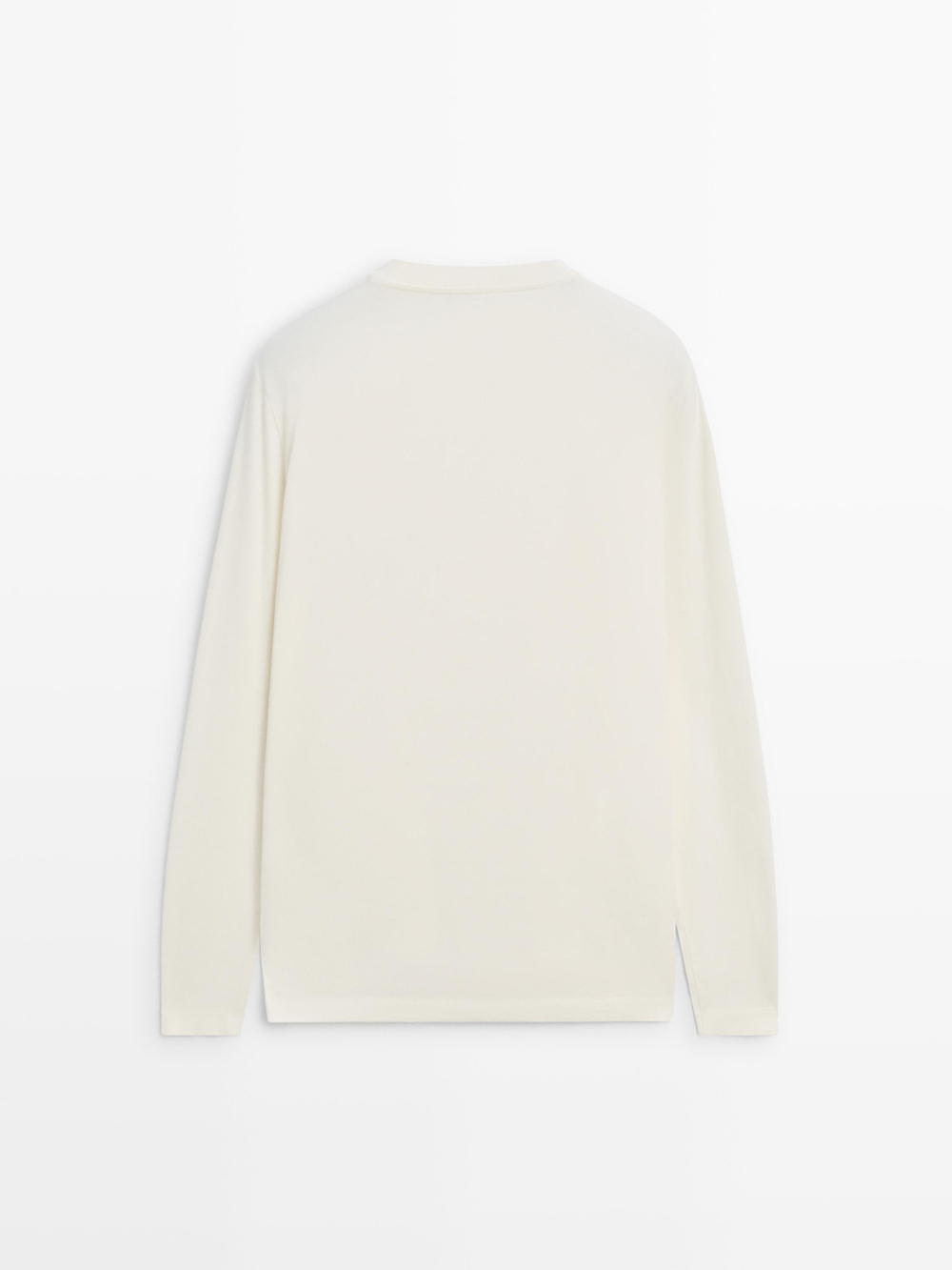 Massimo Dutti Хлопковая футболка с длинными рукавами, натуральный