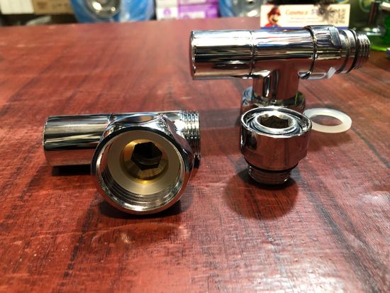 Кран для полотенцесушителя угловой 3/4х1/2" г/ш круглый Tim, 2 шт