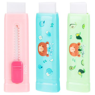 Ластик DELI "Jungoo", прямоугольный 55х18х16 мм в пластиковом выдвижном корпусе