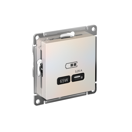 Розетка USB AtlasDesign тип C 65Вт QC PD высокоскор. ЗУ механизм жемчуж. SE ATN000427