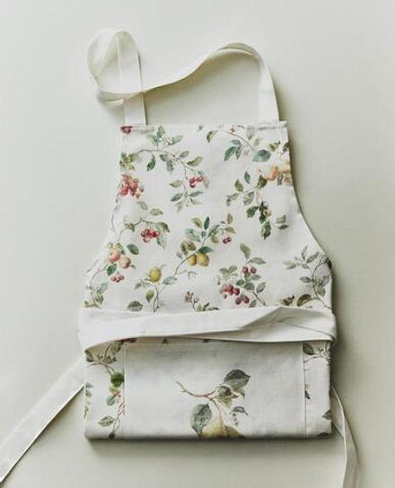 ZARA HOME ФАРТУК ИЗ ХЛОПКА С ЦВЕТОЧНЫМ УЗОРОМ, ЗЕЛЕНЫЙ