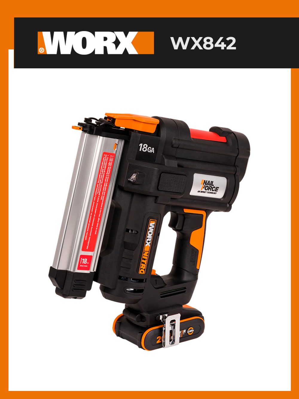 Аккумуляторный гвоздезабивной пистолет WORX WX842