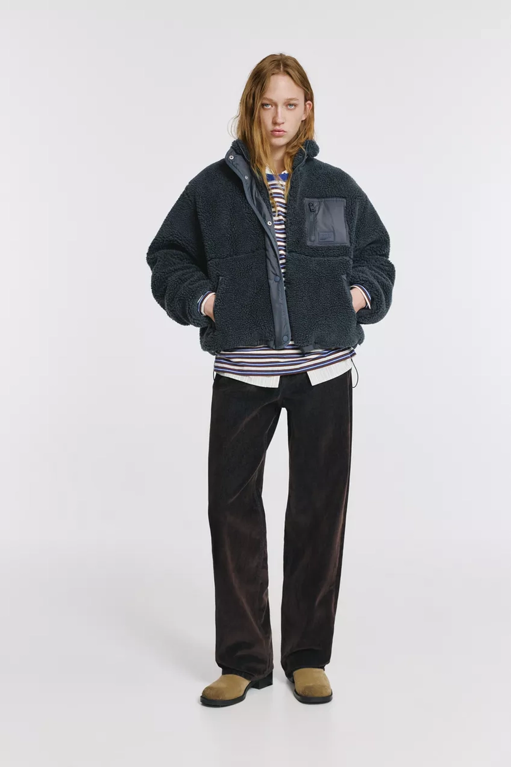 PULL&BEAR Куртка из искусственного меха, синий