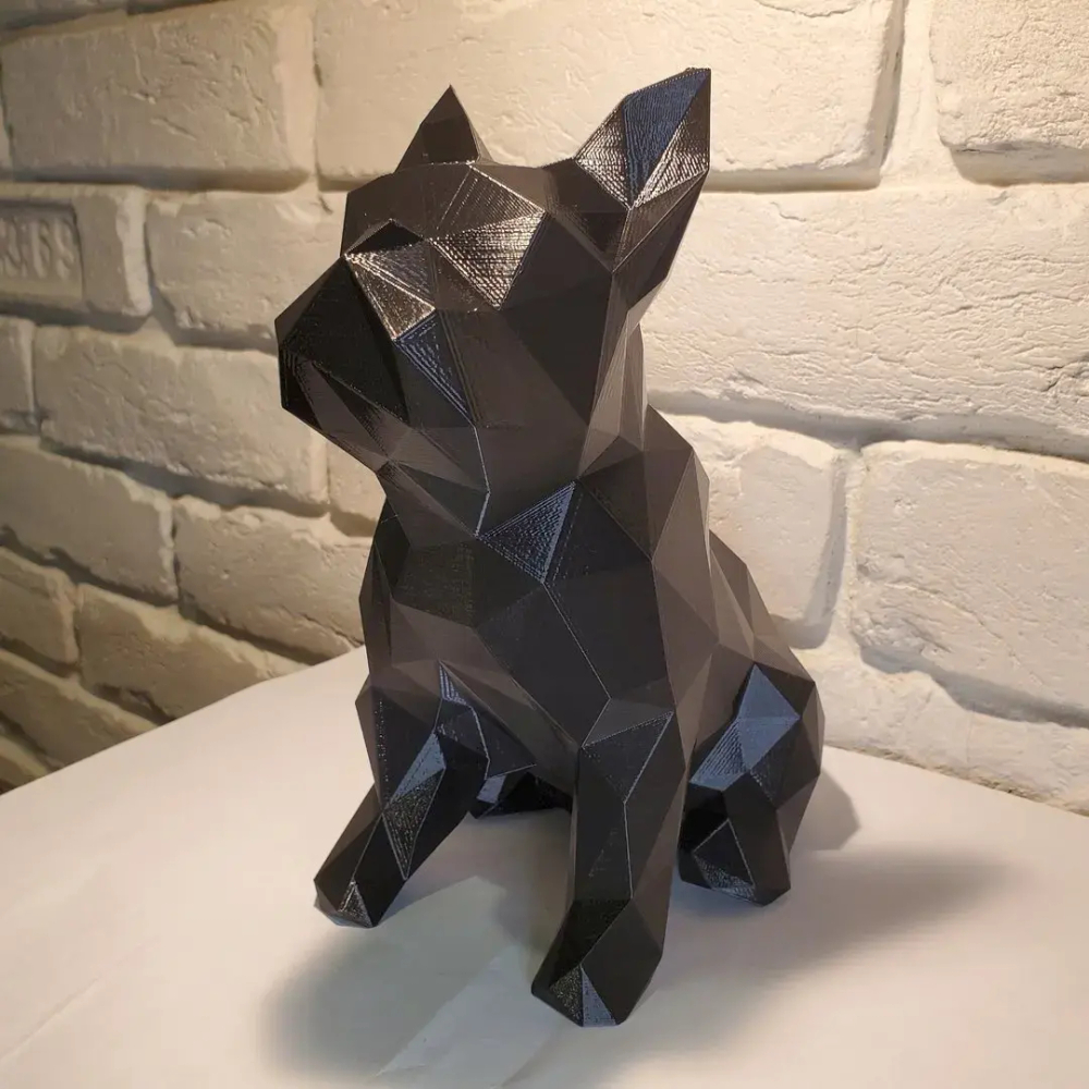 Фигурка статуэтка собаки, французский бульдог, украшение интерьера, черная, 19 см.