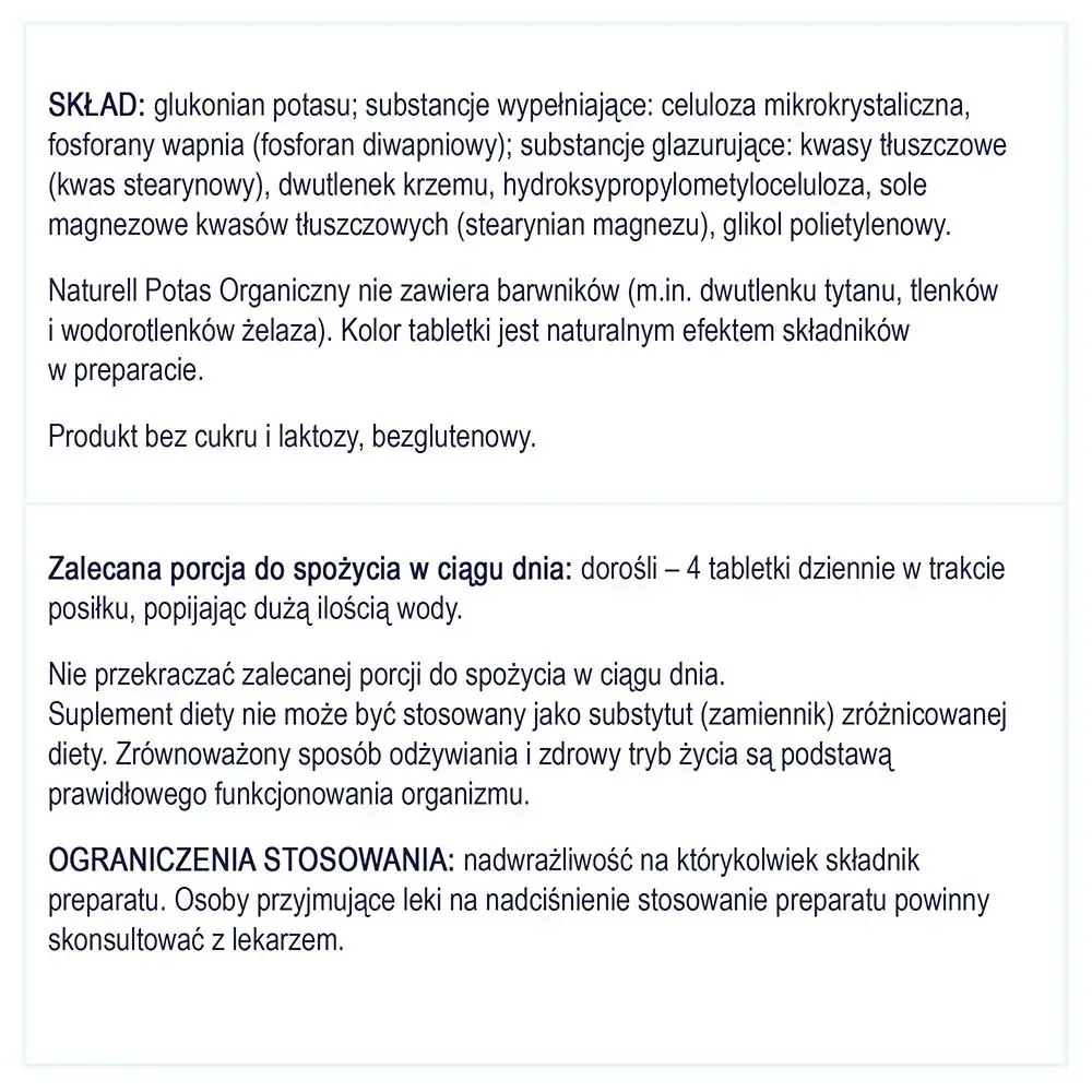 Naturell Organic Potassium - 100 таблеток