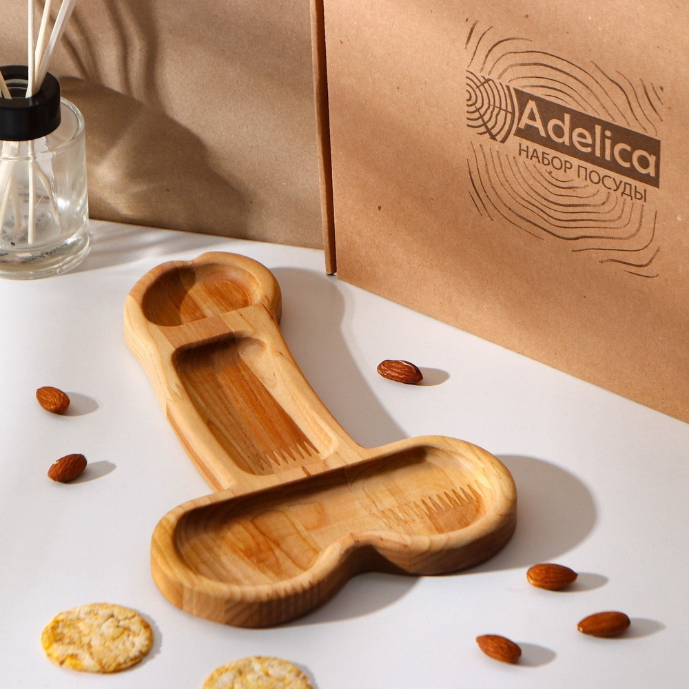 Деревянное блюдо для подачи в форме члена (25 х 16,5 х 1,7 см) (Цвет: коричневый)