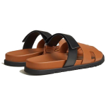 Hermes casual and comfortable one-word slippers men's brown, H222858Z HA3