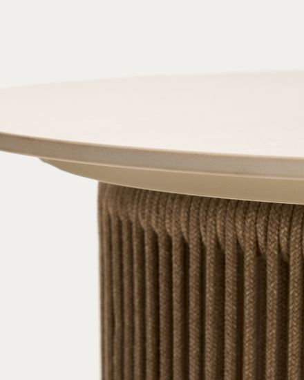 Уличный столик Orosei из алюминия и веревки цвета экрю Ø 55 см