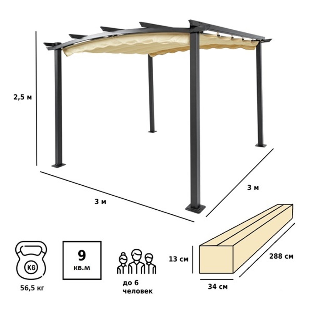 Тент садовый Green Glade 1152 3х3х2,5 м полиэстер