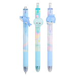 Ручка гелевая, пиши-стирай, автоматическая, Basir, синие чернила, серия "OCEAN DREAM", фигурка на корпусе, 36 шт