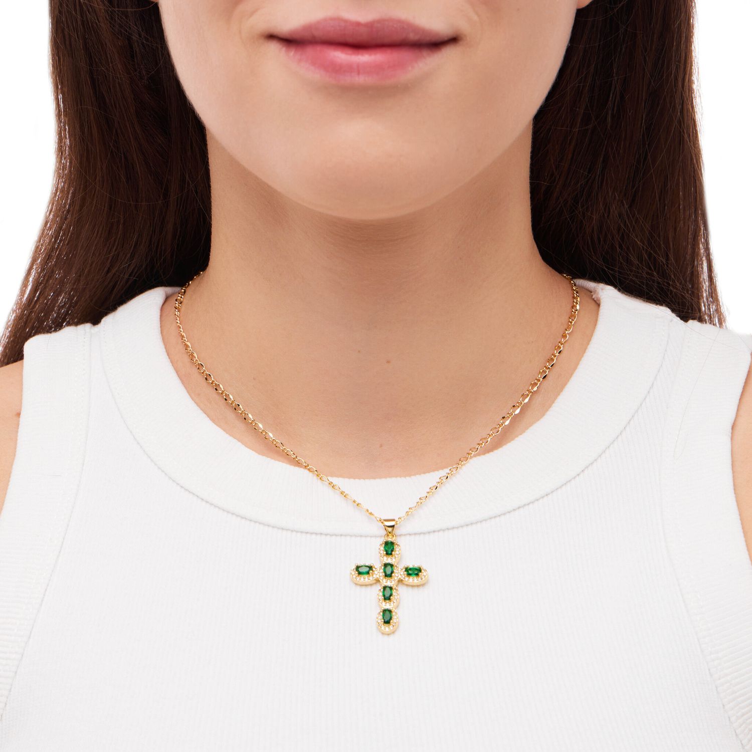 Колье Beany Cross Necklace – Green