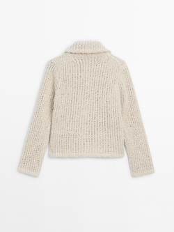 Massimo Dutti Кардиган с карманами, натуральный, кремовый