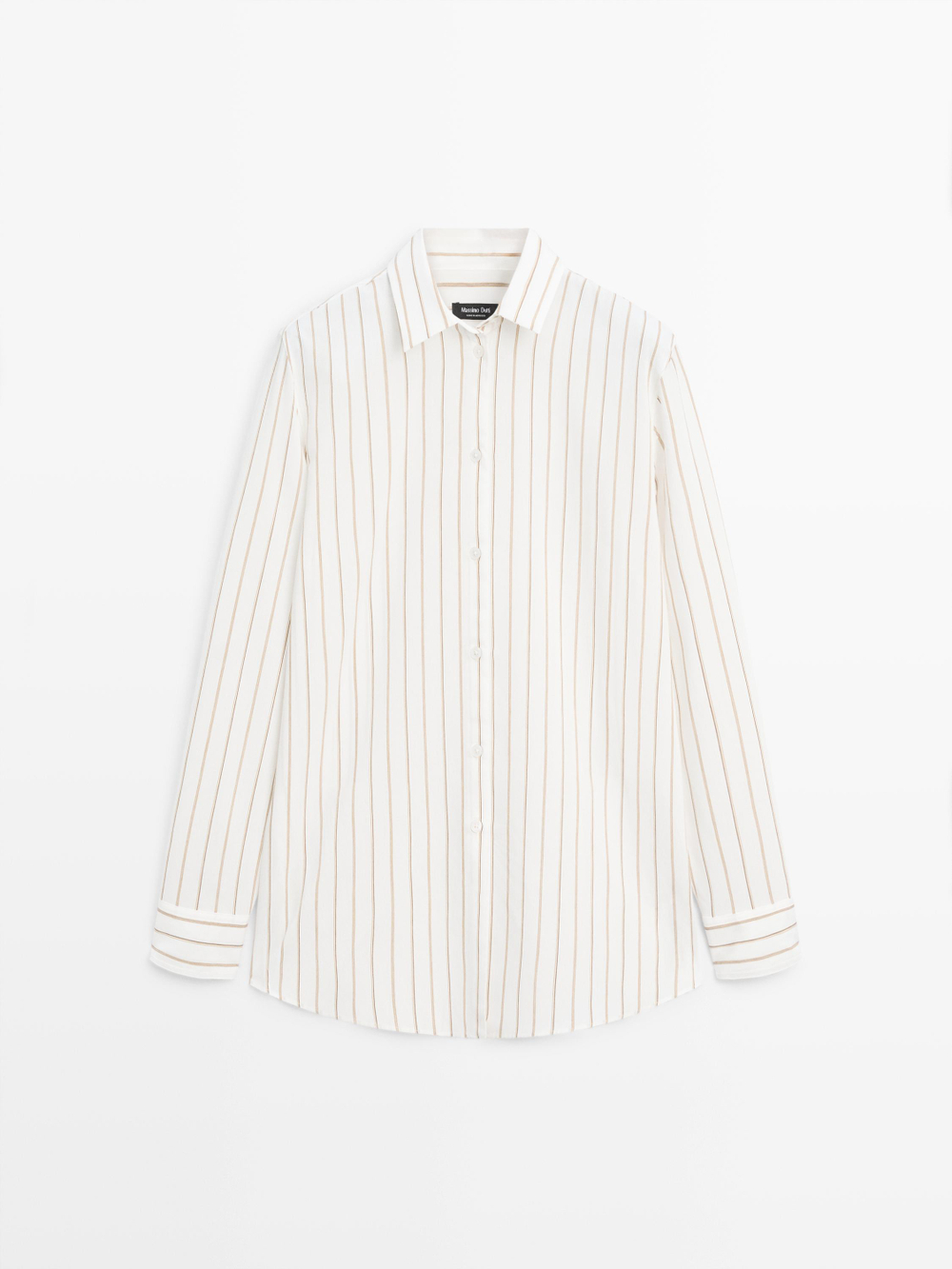 Massimo Dutti Трехцветная рубашка из струящейся ткани в полоску, белый