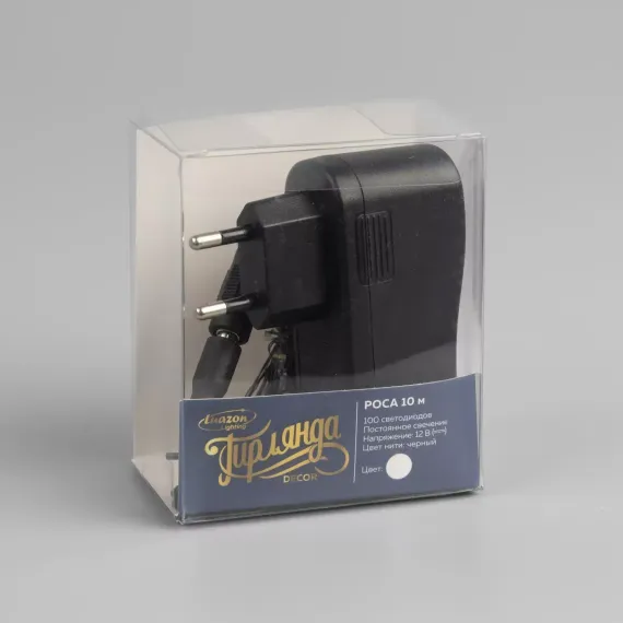 Гирлянда нить-роса 10 м., IP20, чёрная нить, 100 теплых белых LED, 12 В, Luazon Lighting (5198367)