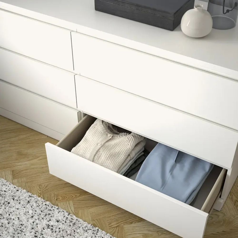 Комод с 6 ящиками - IKEA MALM, 160x78х48 см, белый МАЛЬМ ИКЕА