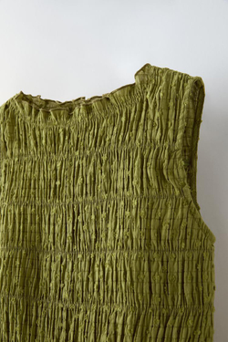 ZARA ТОП С ВЫШИВКОЙ ПЛЮМЕТИ И ЭЛАСТИЧНЫМИ ДЕТАЛЯМИ, МЯГКИЙ ЗЕЛЕНЫЙ