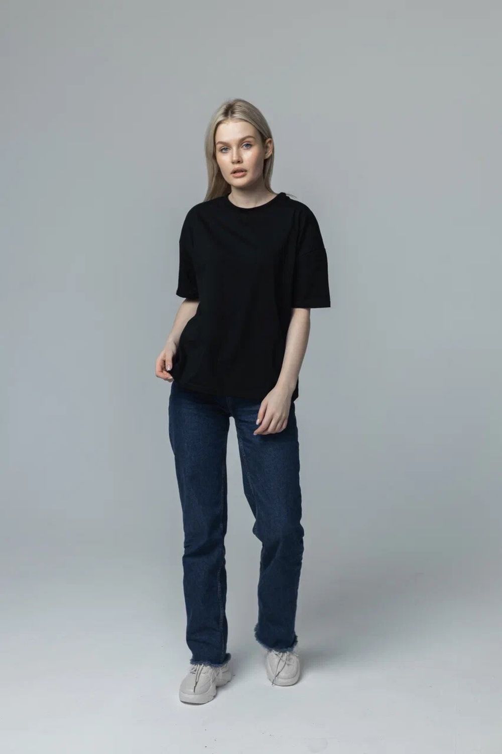 Классика Ж футболка оверсайз (черный) Lena Basco (Акция)