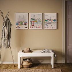 IKEA BILD  (ИКЕА БИЛД)  -  Плакат, Лондон, Париж, Нью-Йорк, 40x50 см.