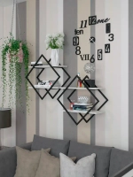 Набор полок ромб настенных черно-белых  - ЧБ