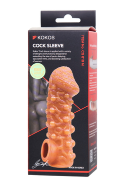 Насадка реалистичная KOKOS COCK SLEEVE с дополнительной стимуляцией, TPE, телесная, 15.6 см