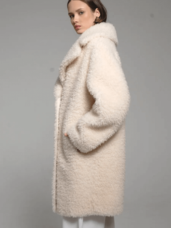 Шуба женская из 100% овечьей шерсти мериноса на зиму, жемчужная, SilverFox