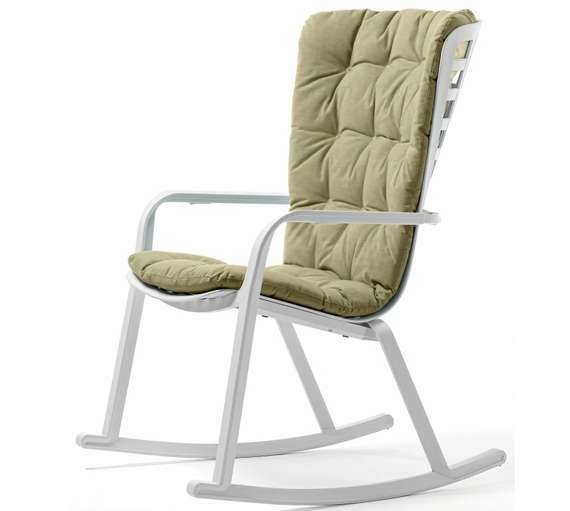 Кресло-качалка с подушкой Folio, белый, зеленый