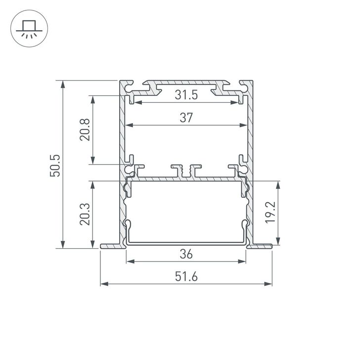 Профиль встраиваемый Arlight SL-Linia52-3L-F-2000 Anod 044682