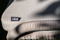 "Милан" стул плетеный из роупа, каркас алюминий белый шагрень, роуп бежевый круглый, ткань бежевая