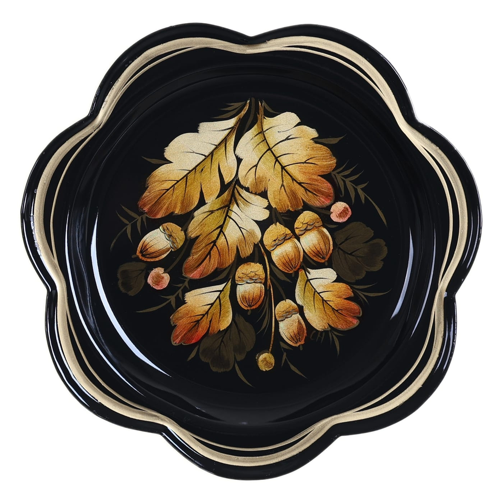 Жостовский поднос декоративный, размер 18 см (A1), металлический