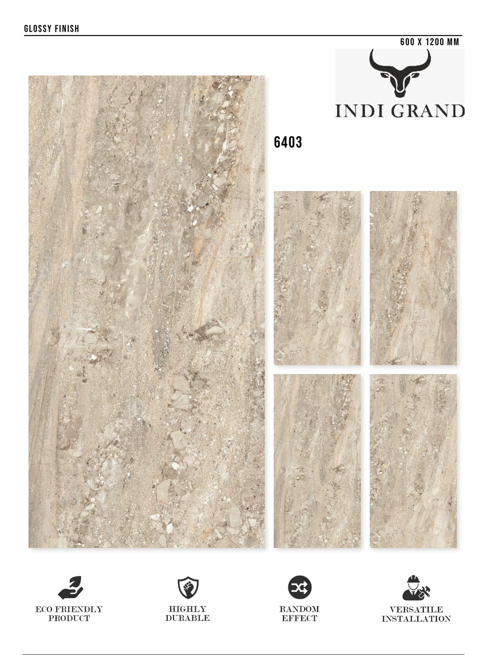Керамогранит glossy №6, 60х120, 6403