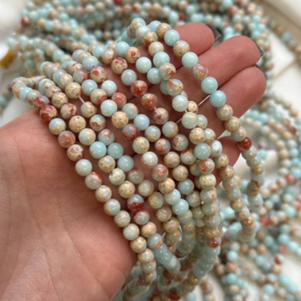 21184-8 Варисцит (имит.) шар гладкий 8мм, нить 38см