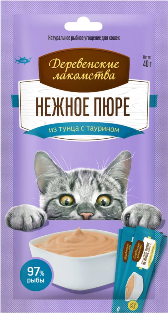 Деревенские лакомства, Нежное пюре из Тунца с таурином 40г.