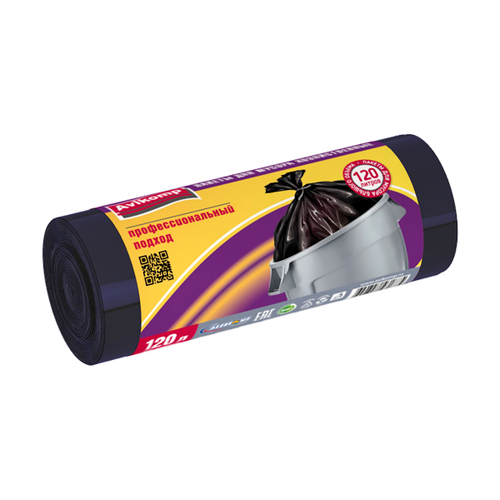 Мешки для мусора Avikomp, 13 мкм, 120 л, рулон 10 шт, черные, 25262